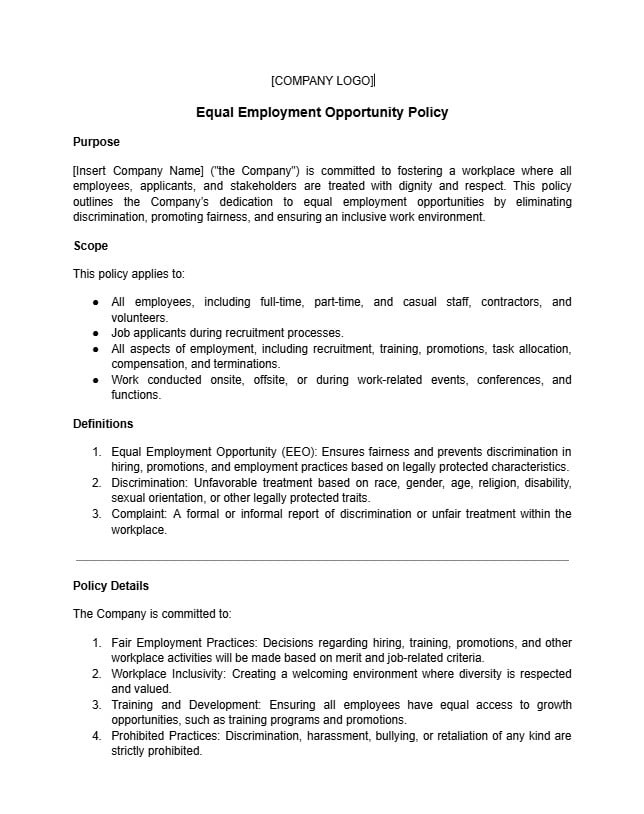 Employment Opportunity Policy 1